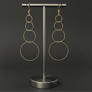 Gold Circle Dangle Hoop Earrings